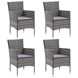 Festnight Gartenstühle Rattan Rattansessel Outdoor 4er Set Grau-2 Gartenstühle 4er Set...