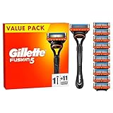 Gillette Fusion 5 Nassrasierer Herren, Rasierer + 11 Rasierklingen mit 5-fach Klinge,...