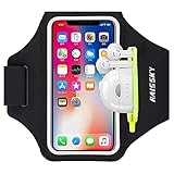 HAISSKY Sportarmband Mit Kopfhörer Tasche Sportarmband Handytasche Sport für iPhone 14...