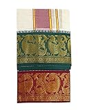 Prakasam Cotton Panjakejam Dhoti und Handtuch-Set für Herren (9 x 5-003), Cremefarben