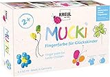 KREUL 23050 - Mucki Fingerfarbe für Glückskinder, 6 x 50 ml in Gelb, Pink,...