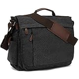 CALIYO Umhängetaschen Herren aus Canvas Schultasche Queformat A4 Laptoptasche für 15,6...