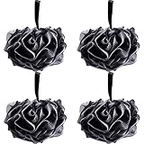 Umitive Badeschwamm, Duschschwamm, 4Pcs schwarzer Mesh-Luffa-Körperpeeling-Pinsel,...