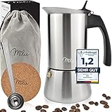 Milu Espressokocher Induktion geeignet | 2, 4, 6, 9 Tassen | Edelstahl Mokkakanne,...