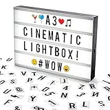 Cosi Home A3 LED Lightbox mit Buchstaben - Cinema Lightbox mit Emojis, 120 Buchstaben &...