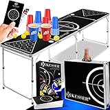 KESSER® Beer Pong Tisch Set mit Kartenspiel Trinkspiel - inkl. 100 Becher (50 Rot & 50...