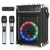 JYX Karaoke Anlage mit 2 Mikrofonen, Lautsprecher Bluetooth Karaoke System PA Anlage...