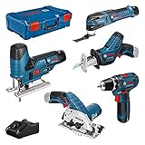 Bosch Professional 12V System Combo Kit: GSR 12V-15 + GST 12V-70 + GKS 12V-26 + GSA 12V-14...