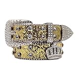 Strass Leder Gürtel Für Damen Ledergürtel Nietengürtel Glänzende Diamant Western...