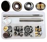 Druckknöpfe mit Werkzeug, 15mm Schwarz Metall Nähzubehör Buttons Knöpfe zum Annähen...
