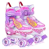 Hozzen Rollschuhe Mädchen Kinder 4 GrößenVerstellbare Quad Rollschuhe für Anfänger...