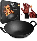 Bergensteiner® Wok aus 100% Gusseisen | 36 cm ⌀ Groß | Grill, Induktion, Feuer,...