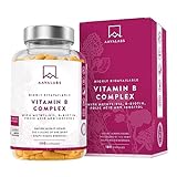 Vitamin B Komplex Hochdosiert - 180 Kapseln Vitamin Komplex mit 8 essentiellen B Vitamine:...