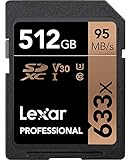 Lexar Professional 633x SD Karte 512GB, SDXC UHS-I Speicherkarte, Bis zu 95 MB/s Lesen,...