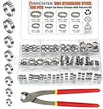 Einzelohr-Schlauchklemmen-Set, 130 Stück, 304 Edelstahl, 7/32 Zoll - 14/16 Zoll...