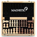 Magnetisches Schach-Set aus Holz, 38,1 cm, klappbares Brett, 7,6 cm, Königshöhe...