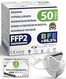 ADESTE - 50 weiße FFP2 Masken, CE-zertifiziert, kontrollierte Lieferkette, komfortabel,...