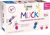 KREUL 23051 - Mucki Fingerfarbe für Königskinder, 6 x 50 ml in Weiß, Feenstaub-Rosa,...