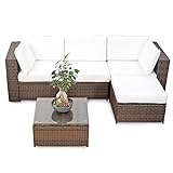 XINRO® erweiterbares 15tlg. Balkon Polyrattan Lounge Ecke - braun - Sitzgruppe Garnitur...