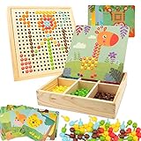 Gohytal Mosaik Steckspiel für Kinder, Spielzeug ab 2 3 4 5 7 8 Jahre Holz Montessori...