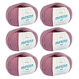 MyOma Merino Wolle - 6 Knäuel Merinowolle Altrosa (Fb 9550) - rosa Merino Wolle zum...