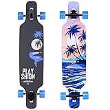 Playshion Longboard 39 Zoll, mit ABEC-9 Kugellagern, Drop-Through Freeride Skateboards...