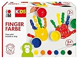 Marabu 0303000050800 - KiDS Fingerfarben-Set mit 6 leuchtenden Farben à 35 ml,...