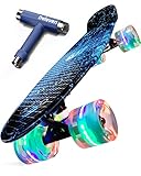 Skateboard Kinder ab 5 Jahre 56 cm Mini Cruiser Skateboard mit Leuchtrollen LED Rollen...