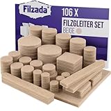 Filzada® Filzgleiter Selbstklebend Set 106 Stück (Eckig und Rund) - Beige - Profi...