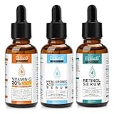 BIO Gesichtspflege Set mit Vitamin C Serum, Retinol Serum, Hyaluron Serum für das...