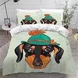 DILANI Bettwäsche 155x220 Cartoon-Dackel Bettwäsche-Set 3 Teilig 3D Druck Hund Tier...