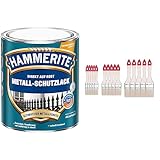 HAMMERITE METALLSCHUTZLACK MATT ANTHRAZITGRAU 2,5L & M7 Flachpinsel-Set 15-teilig, Breite...
