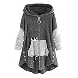 Damen Thermo-Mantel für den Winter, Damen Plüschjacke Coat Kapuzenpullover Jacke...