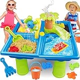 VATOS 4 in 1 Wasserspieltisch, 24 STÜCK Set Sandtisch für Kinder Draußen...