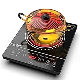 Ceranfeld Einzel, Cooksir, 2000W, Cerankochfeld 1 Platte, 28 cm, Tragbares kochfeld mit...