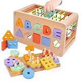 Melofaver Baby Holzspielzeug Montessori Spielzeug Steckspiel ab 2 3 4 Jahr, Kinder...