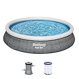 Bestway Fast Set Aufstellpool-Set mit Filterpumpe Ø 457 x 84 cm, Rattan-Optik...