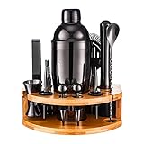 Cocktail Shaker Set mit Ständer, 750ML 12 Teiliges Professionelles Cocktail Set zum Mixen...