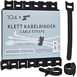 104x Klett Kabelbinder Wiederverschließbar: Klettband Kabelbinder 15cm für einfaches...