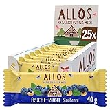 Allos Fruchtriegel Blaubeere, Bio Riegel, Energie Riegel, Sportriegel, Vegan, 25 x 40g