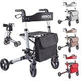 Arebos Leichtgewicht Rollator | Aluminium | Reiserollator | Gehhilfe 6-fach...