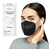 TubeRoo FFP2 Maske Schwarz 20 Stück Masken, Versand aus Deutschland, weiche runde...