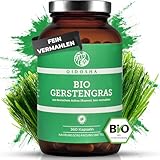 QIDOSHA® Bio Gerstengras Kapseln hochdosiert, 360 Kapseln im Apothekerglas, Rohmaterial...