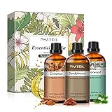 PHATOIL Sandelholzöl Zedernholzöl Zimtöl 3 x 30ml, Ätherische Öle Set für Diffuser,...