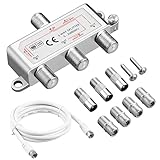 3-Fach TV Radio F-Stecker Adapter Kabel Antennen Verteiler SAT Splitter Metall...