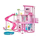 BARBIE - Traumvilla, Poolparty Puppenhaus mit mehr als 75 Teilen und Rutsche über 3...