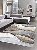 CARPETIA Designer Teppich Moderner Teppich Wohnzimmerteppich Kurzflor braun grau beige...