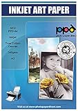 PPD A3 x 10 Blatt Inkjet Canvas Bedruckbares Fotopapier 340g Weiss, Matt, 100% Baumwolle...