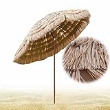 ARtsim Bast Sonnenschirm Gartenschirm Kippbar Strandschirm Hawaii-Optik Stroh Schirm for...