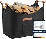 XXL Holzkorb für Kaminholz, Brennholzkorb aus Extradickem Filz,Kaminholzkorb für Feuer...